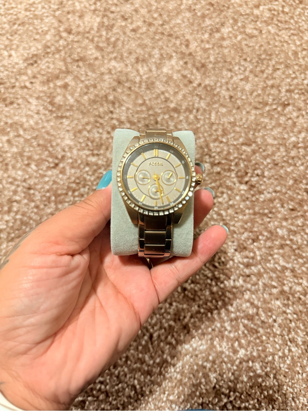 Fossil Rose Gold Crystal-Trim Chronograph Bracelet Watch